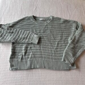Aeropostale Womens Sage Green Open Knit Crochet Sweater XL CFHYCH11